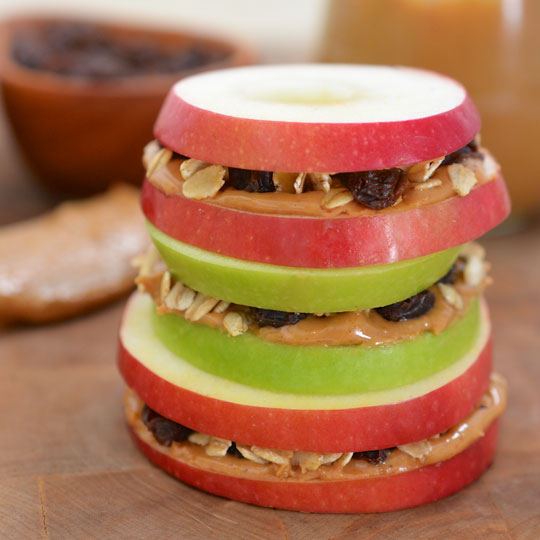 Peanut Butter & Apple Sandwiches with Granola