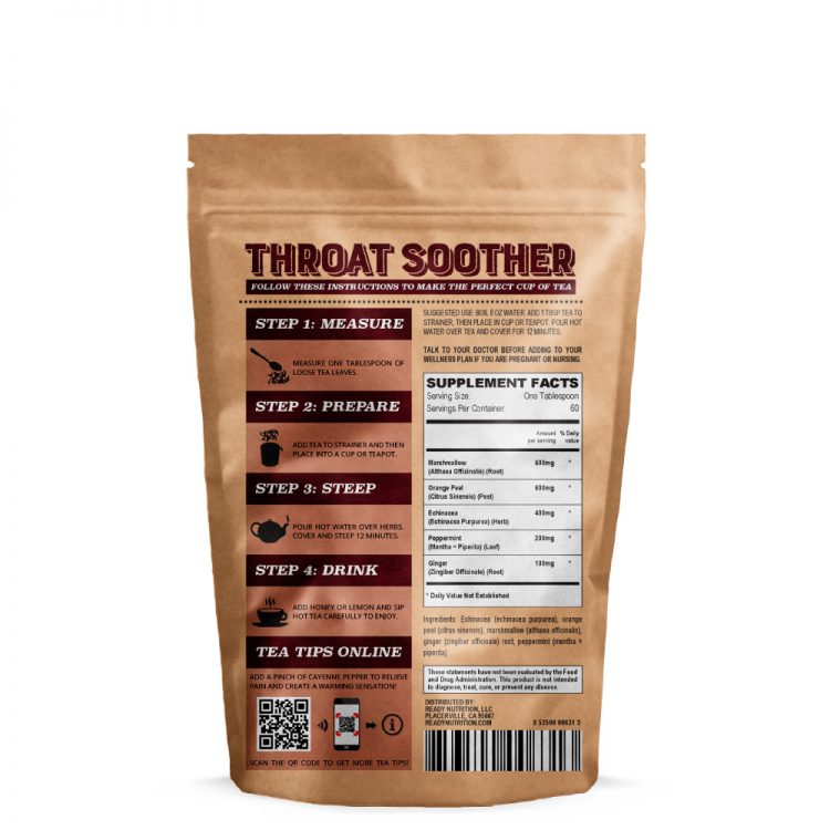 Ready Nutrition™ Throat Soother Loose Tea Blend for Dry, Irritable Sore Throat