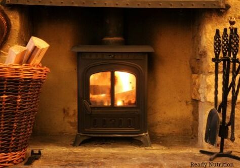 Wood burning stove in a fireplace