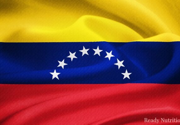 flag of Venezuela  waving in the wind. Silk texture pattern