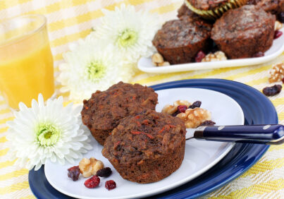 Healthy, wholesome whole wheat Morning Glory muffins.