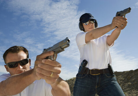 practicing at the gun range