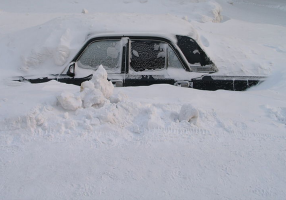 snowed in car